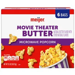 Meijer Movie Theater Butter Microwave Popcorn, 6 Count, 15.3 Oz