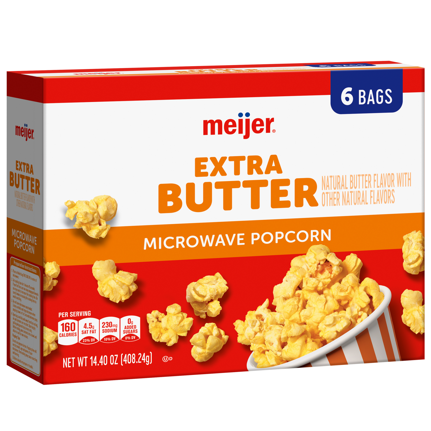 slide 4 of 5, Meijer Extra Butter Microwave Popcorn - 6 ct; 14.4 oz, 6 ct; 14.4 oz