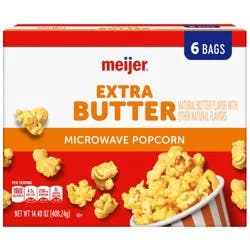 Meijer Extra Butter Microwave Popcorn, 6 Count, 14.4 Oz