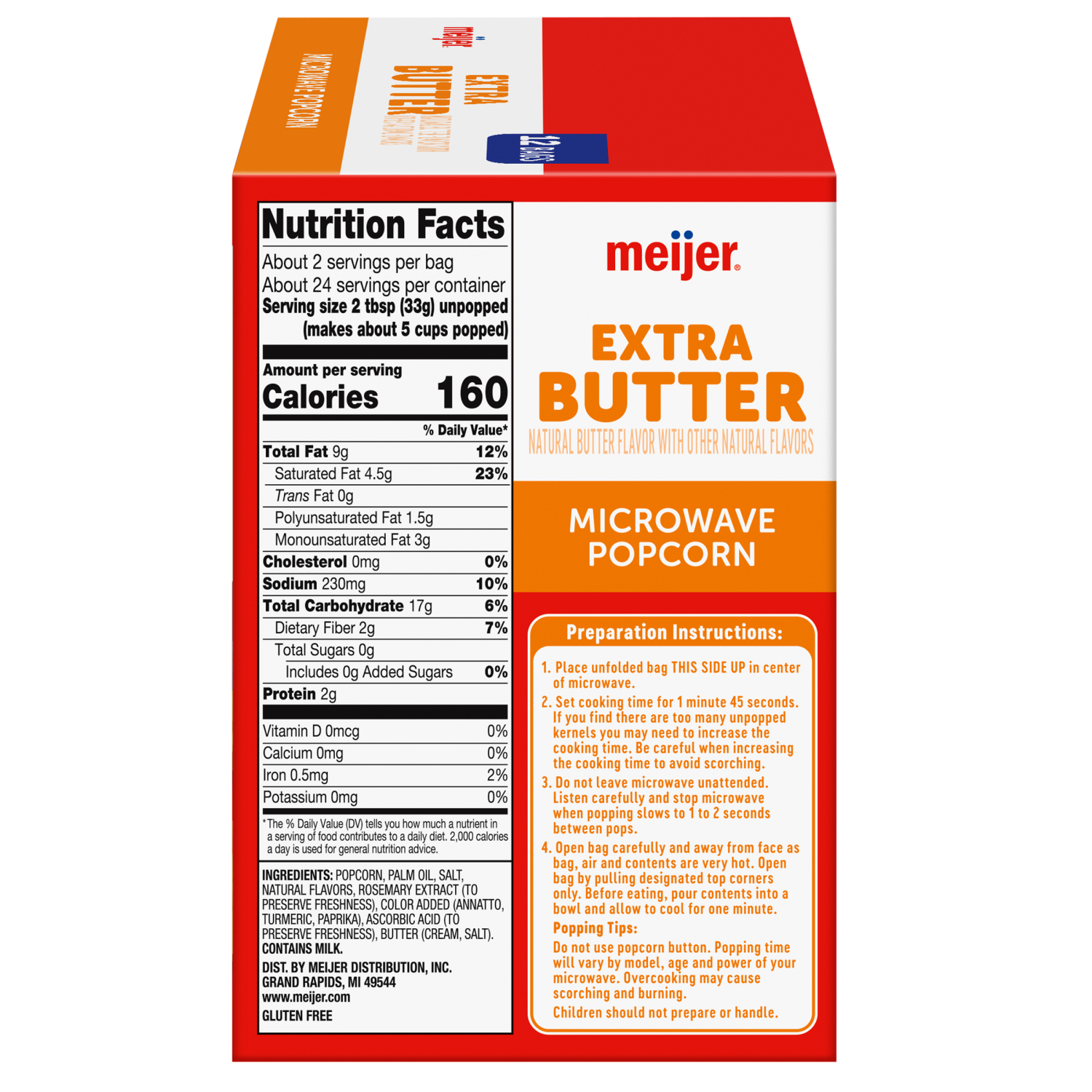 slide 3 of 5, Meijer Extra Butter Microwave Popcorn, 28.8 oz