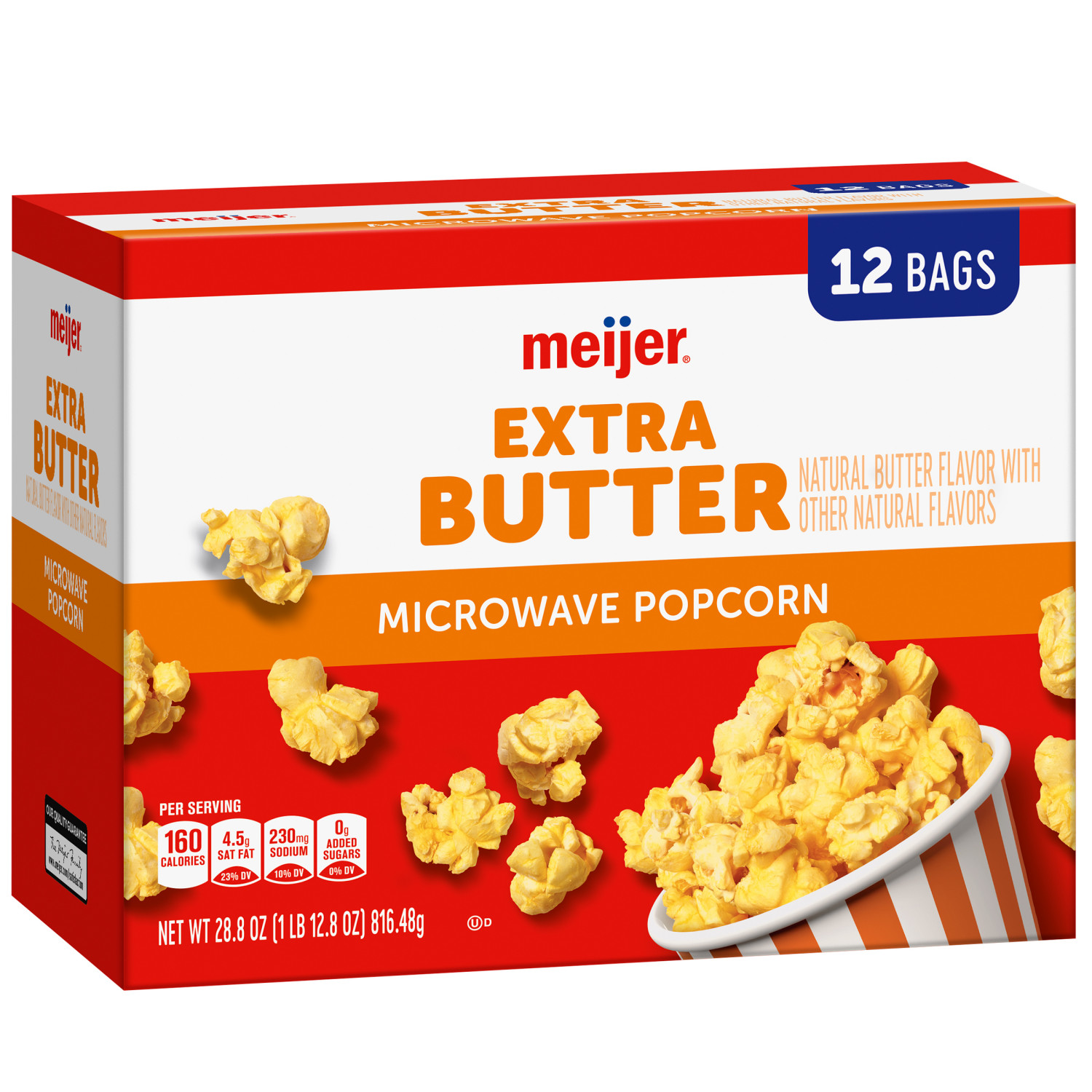 slide 4 of 5, Meijer Extra Butter Microwave Popcorn, 28.8 oz