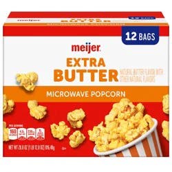 Meijer Extra Butter Microwave Popcorn, 12 Count, 28.8 Oz