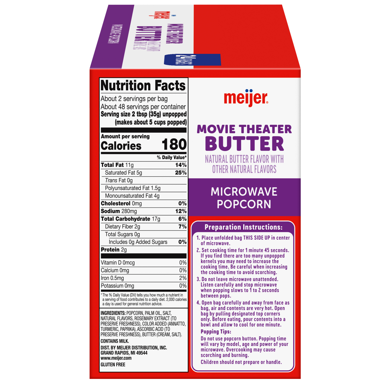 slide 3 of 5, Meijer Movie Theater Butter Microwave Popcorn., 24 ct, 61.2 oz