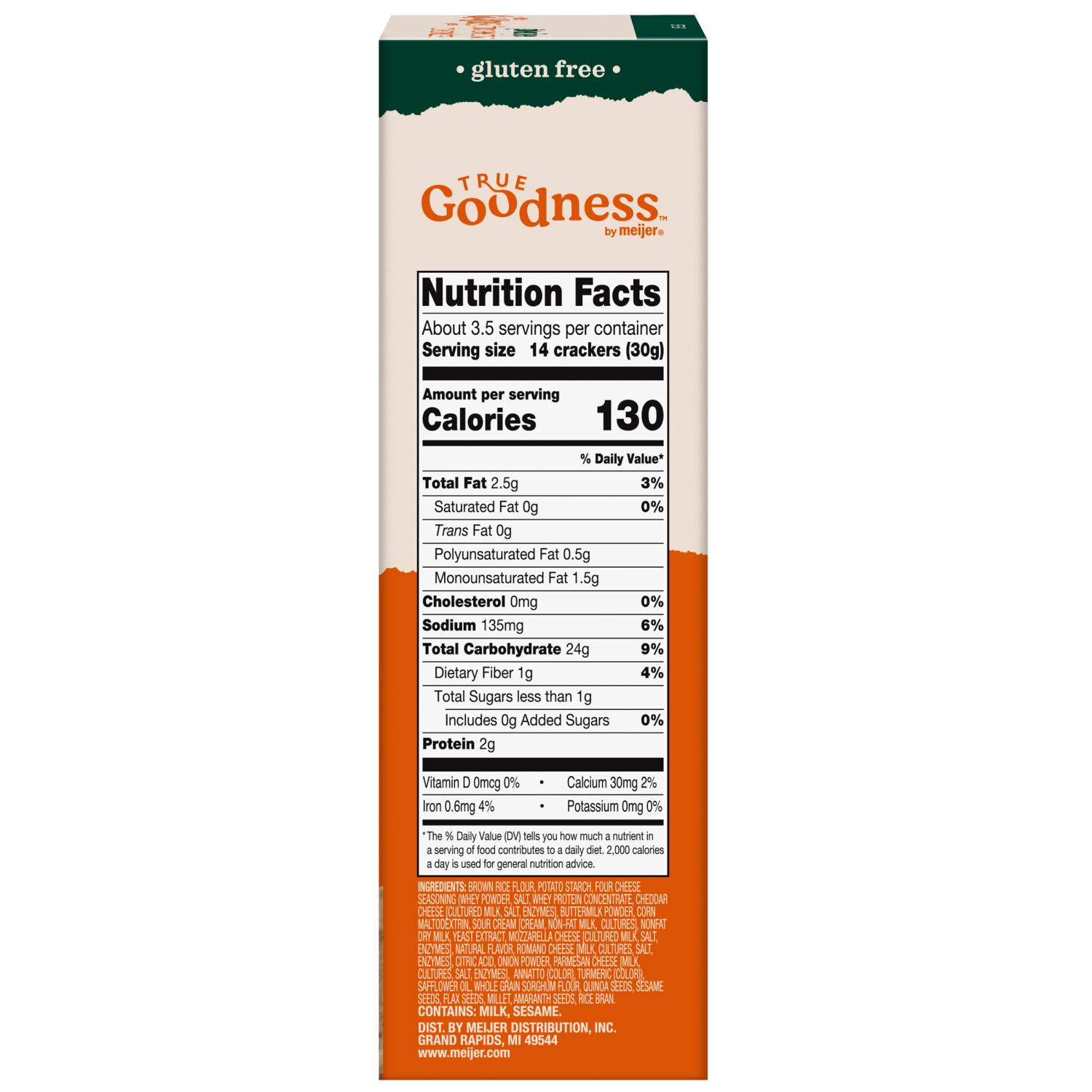 slide 3 of 5, Meijer Rice Crackers, Four Cheese, 3.5 oz