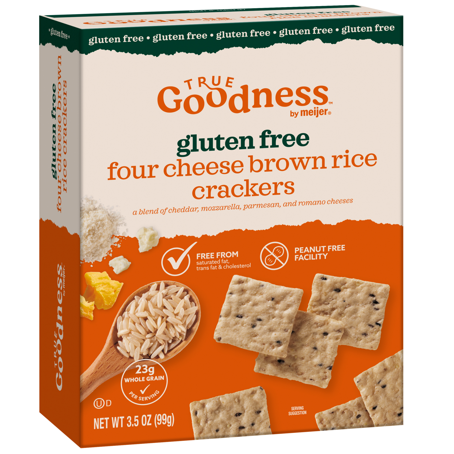 slide 4 of 5, Meijer Rice Crackers, Four Cheese, 3.5 oz