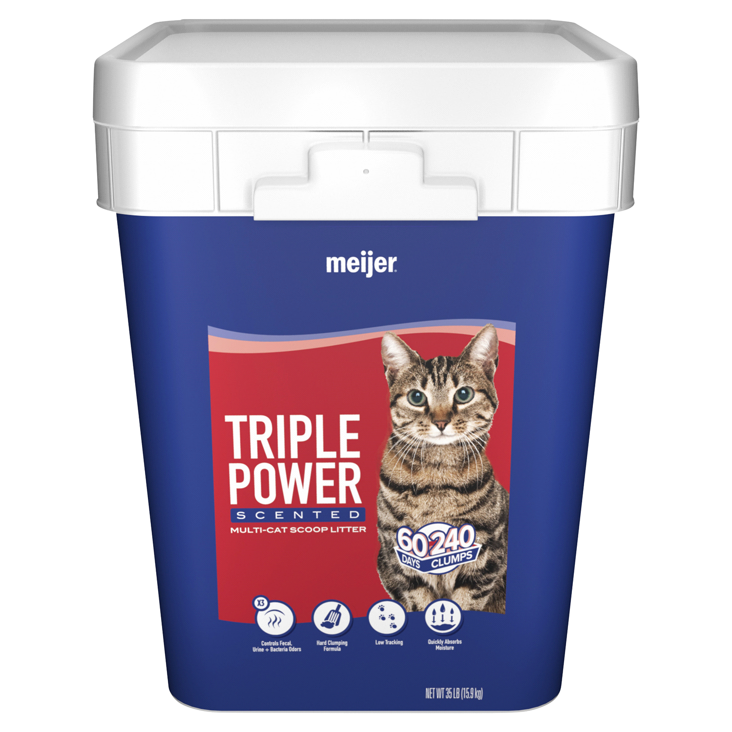 slide 1 of 2, Meijer Clumping Triple Power Cat Litter, Scented, 35 lb