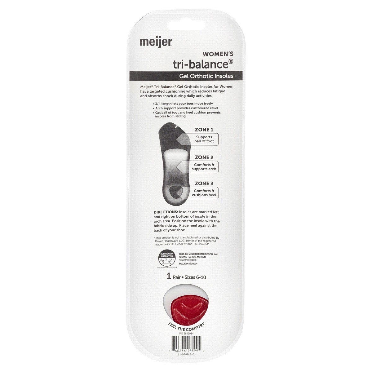 slide 2 of 2, Meijer Tri Balance Gel Advanced Orthotic Insoles Women's, 1 pair, 1 ct