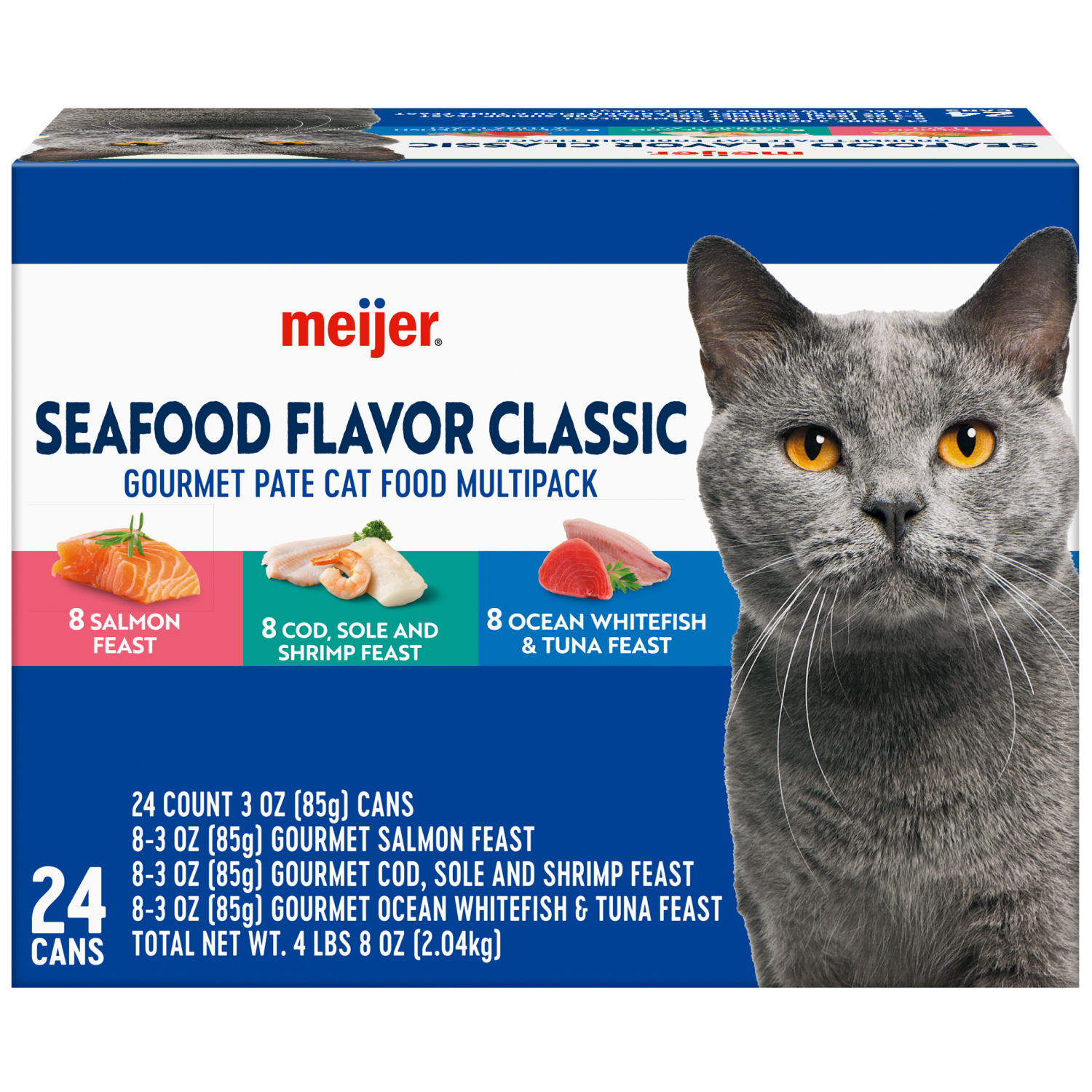 slide 2 of 8, Meijer Gourmet Seafood Pate' Variety Pack Wet Cat Food, 24 ct; 3 oz