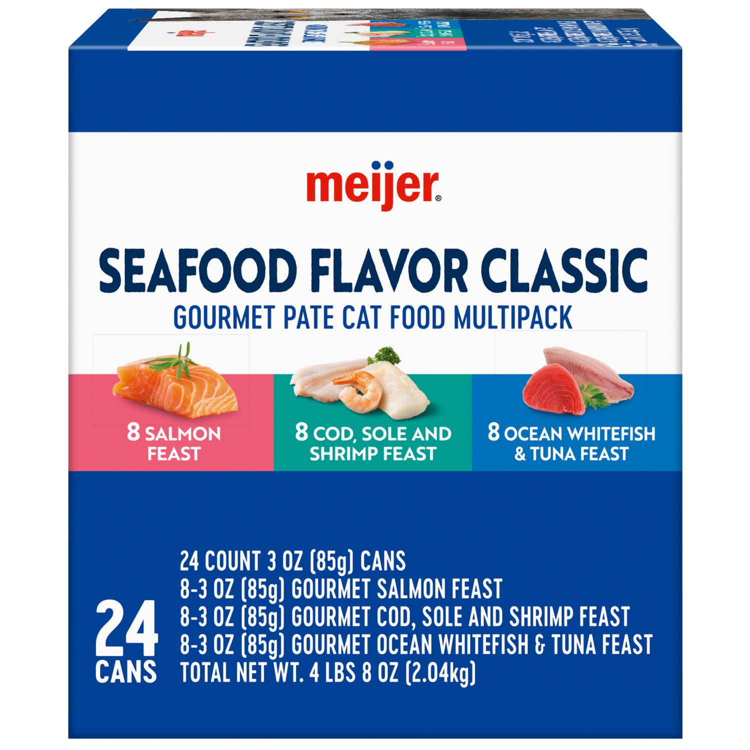 slide 4 of 8, Meijer Gourmet Seafood Pate' Variety Pack Wet Cat Food, 24 ct; 3 oz