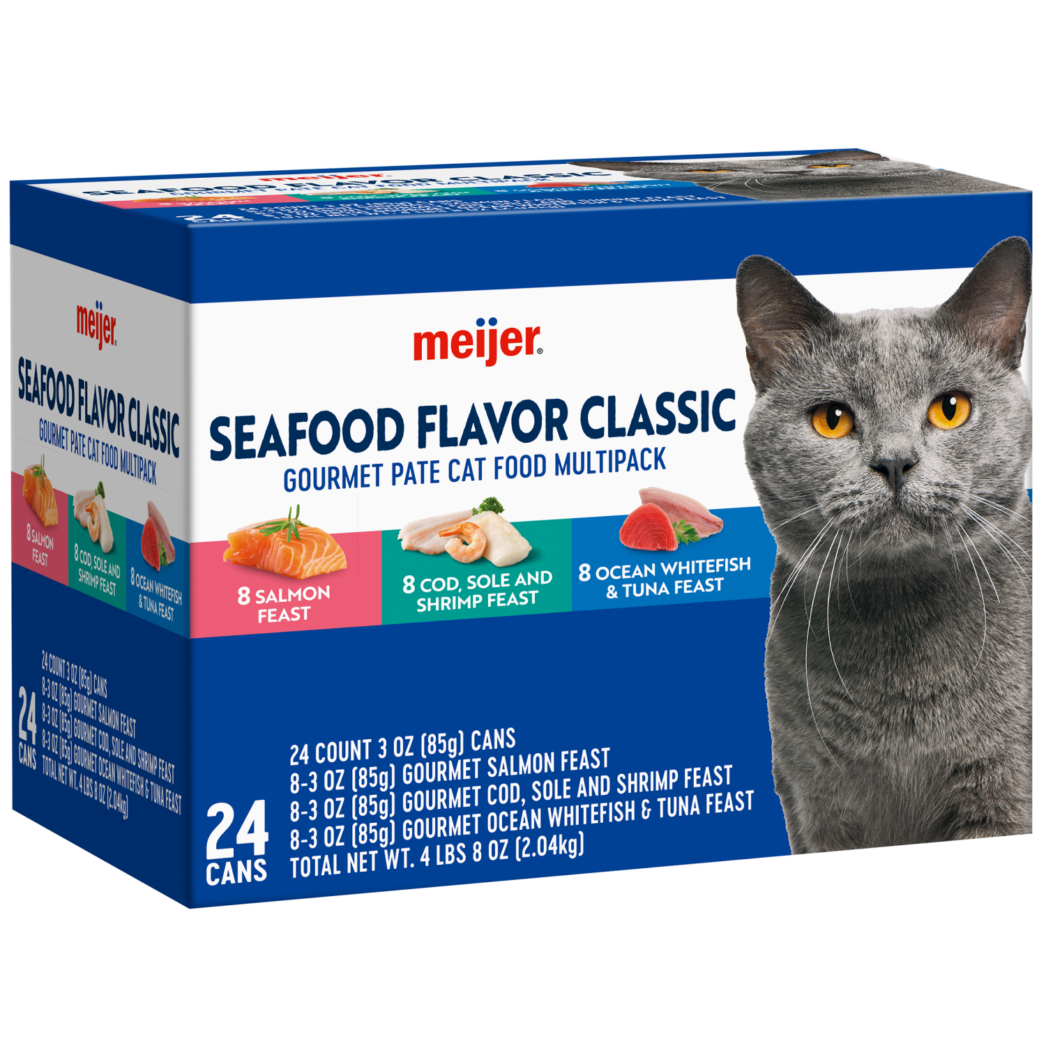 slide 6 of 8, Meijer Gourmet Seafood Pate' Variety Pack Wet Cat Food, 24 ct; 3 oz