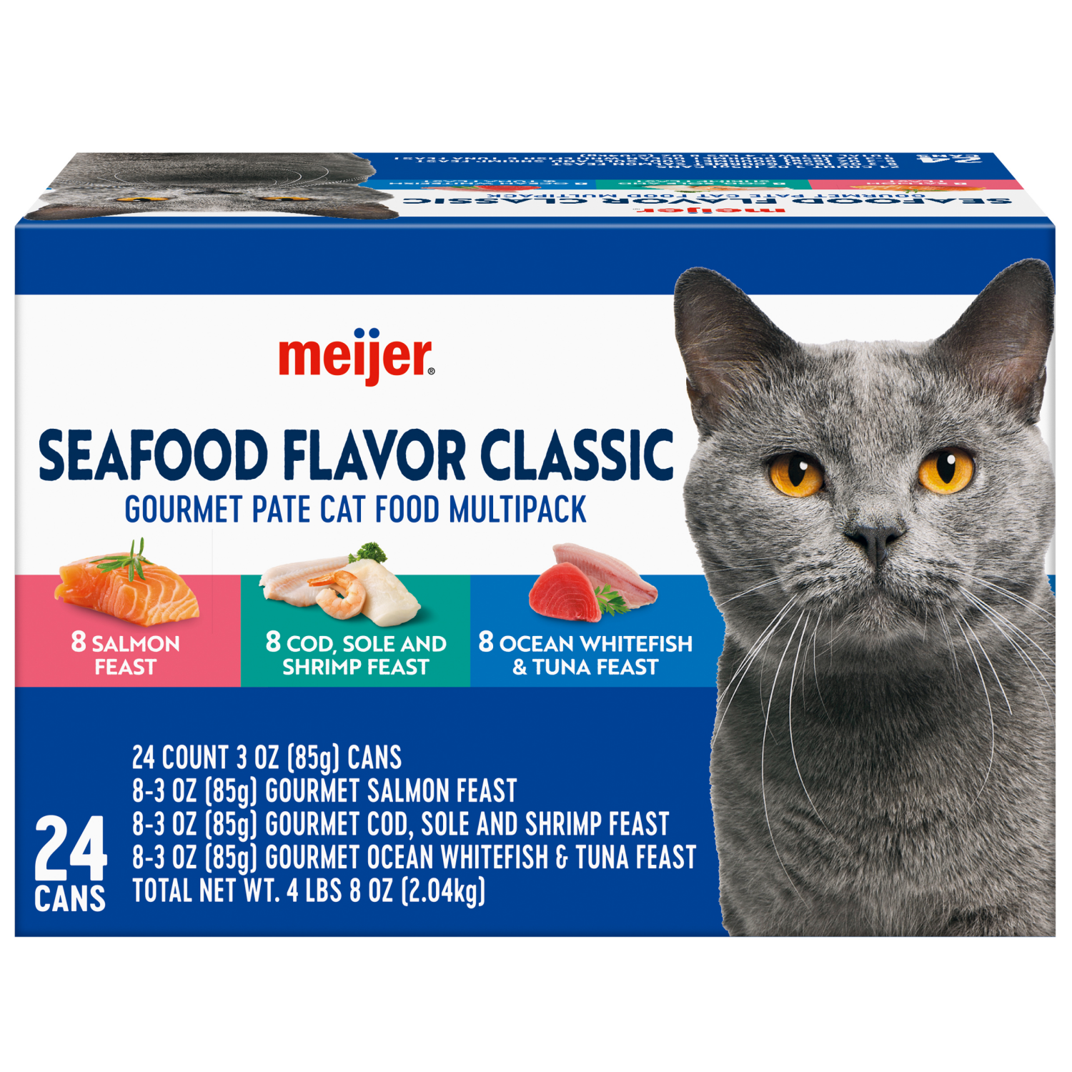 slide 8 of 8, Meijer Gourmet Seafood Pate' Variety Pack Wet Cat Food, 24 ct; 3 oz