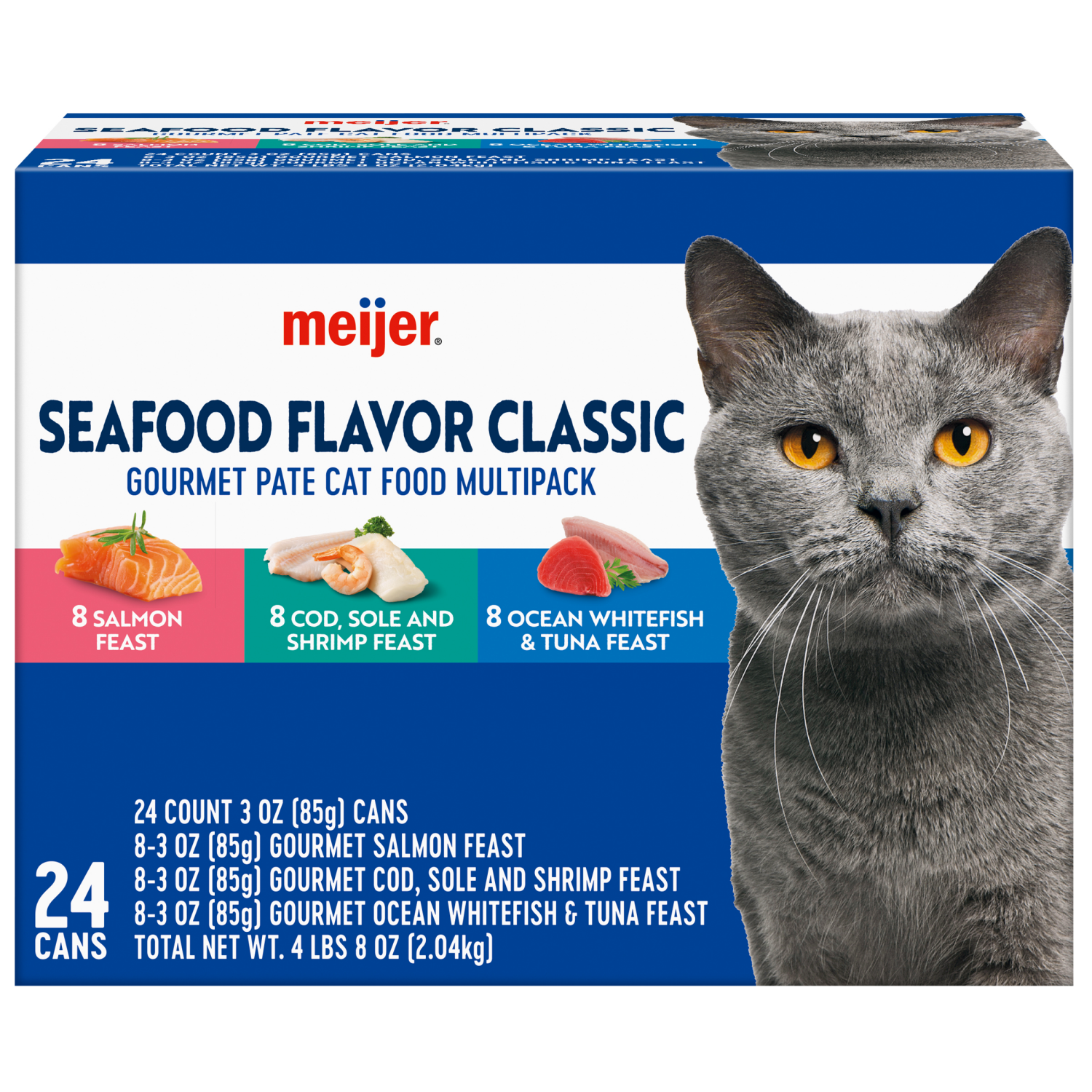 slide 1 of 8, Meijer Gourmet Seafood Pate' Variety Pack Wet Cat Food, 24 ct; 3 oz