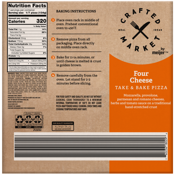 slide 4 of 5, Crafted Market by Meijer Four Cheese Pizza, 33 oz, 33 oz