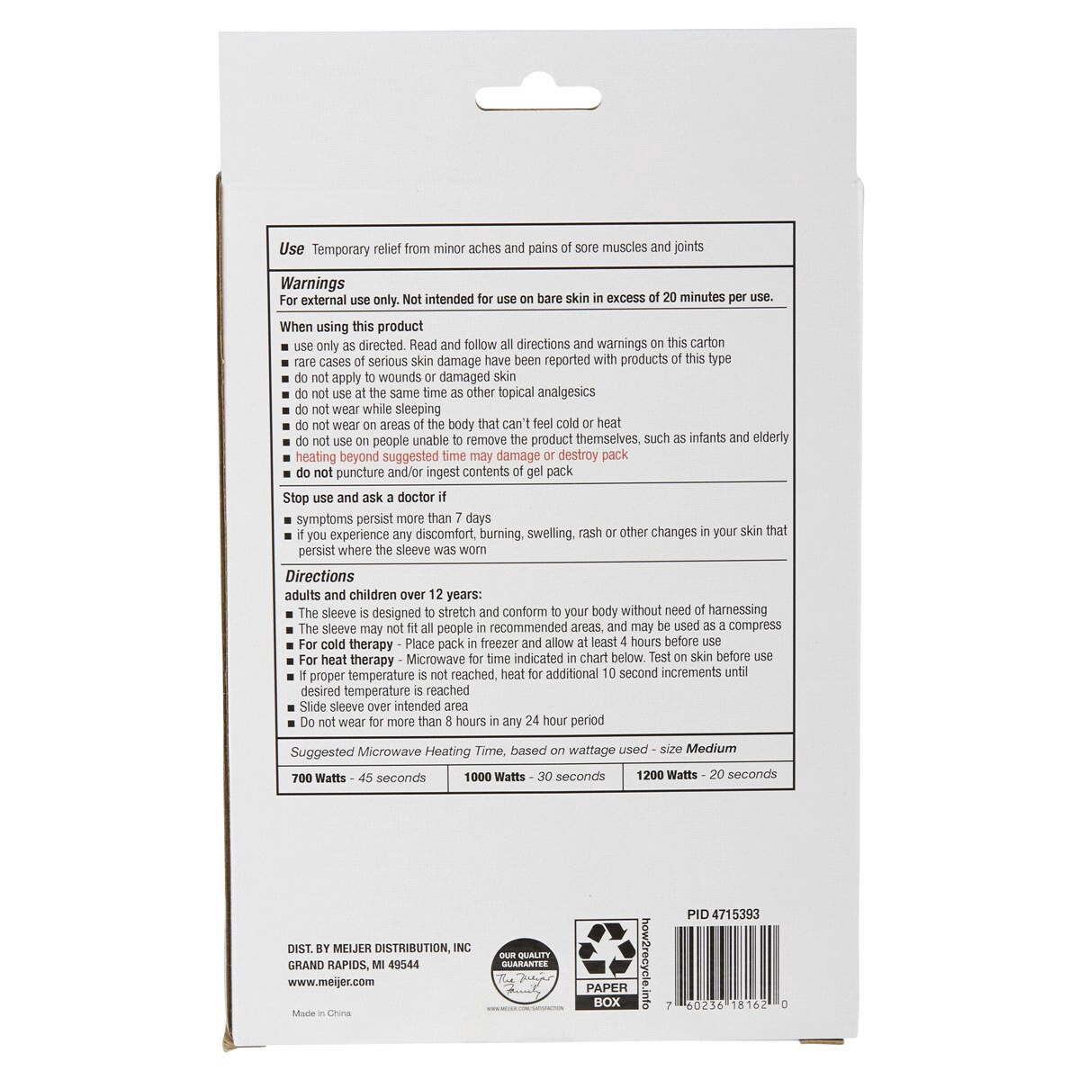 slide 2 of 2, Meijer Leg & Knee Hot/Cold Sleeve, Black/Grey, 1 ct