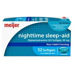 Meijer Nighttime Sleep-Aid Softgels, Diphenhydramine HCl