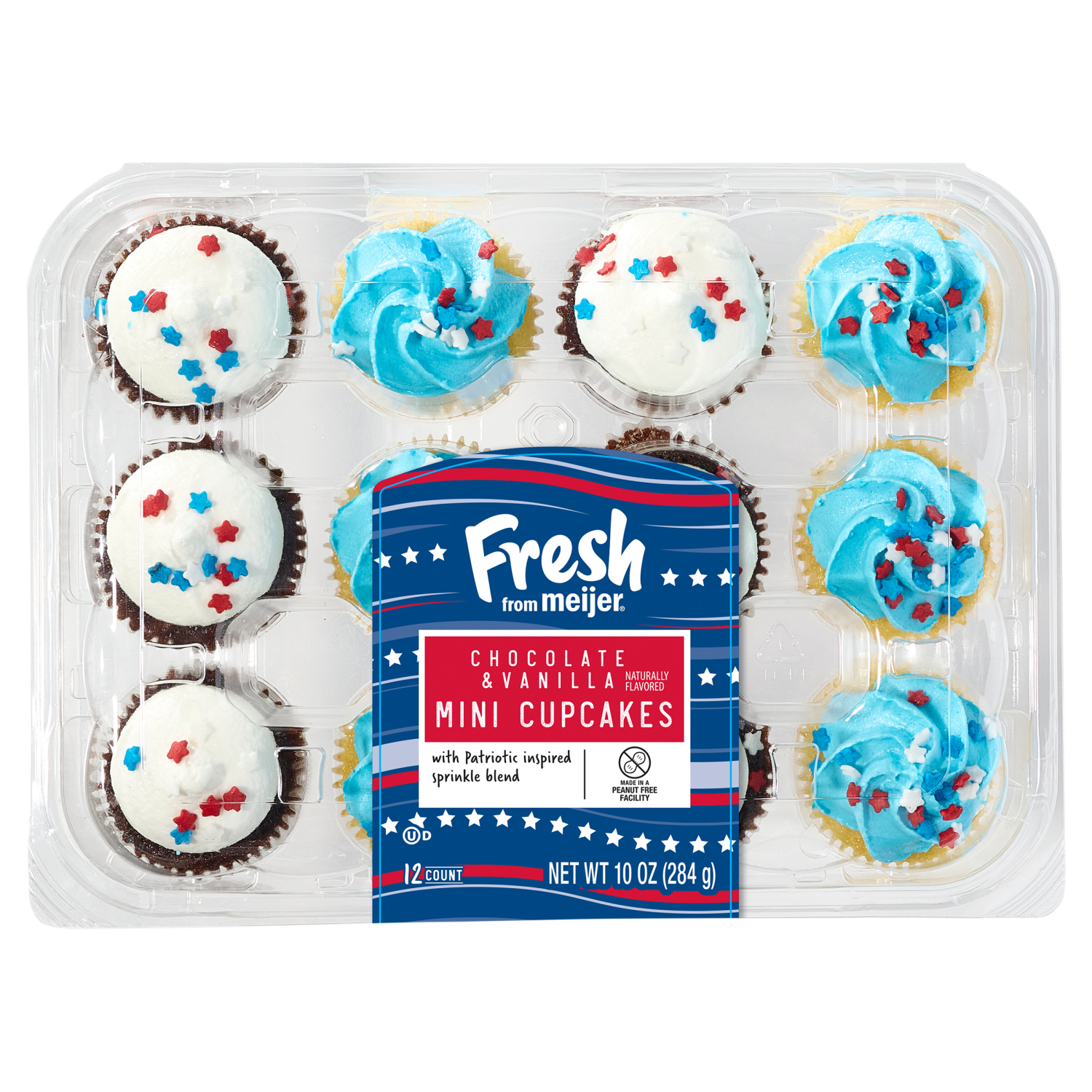 slide 1 of 3, Fresh From Meijer Mini Cupcakes With Patriotic Sprinkles 12ct, 12 ct