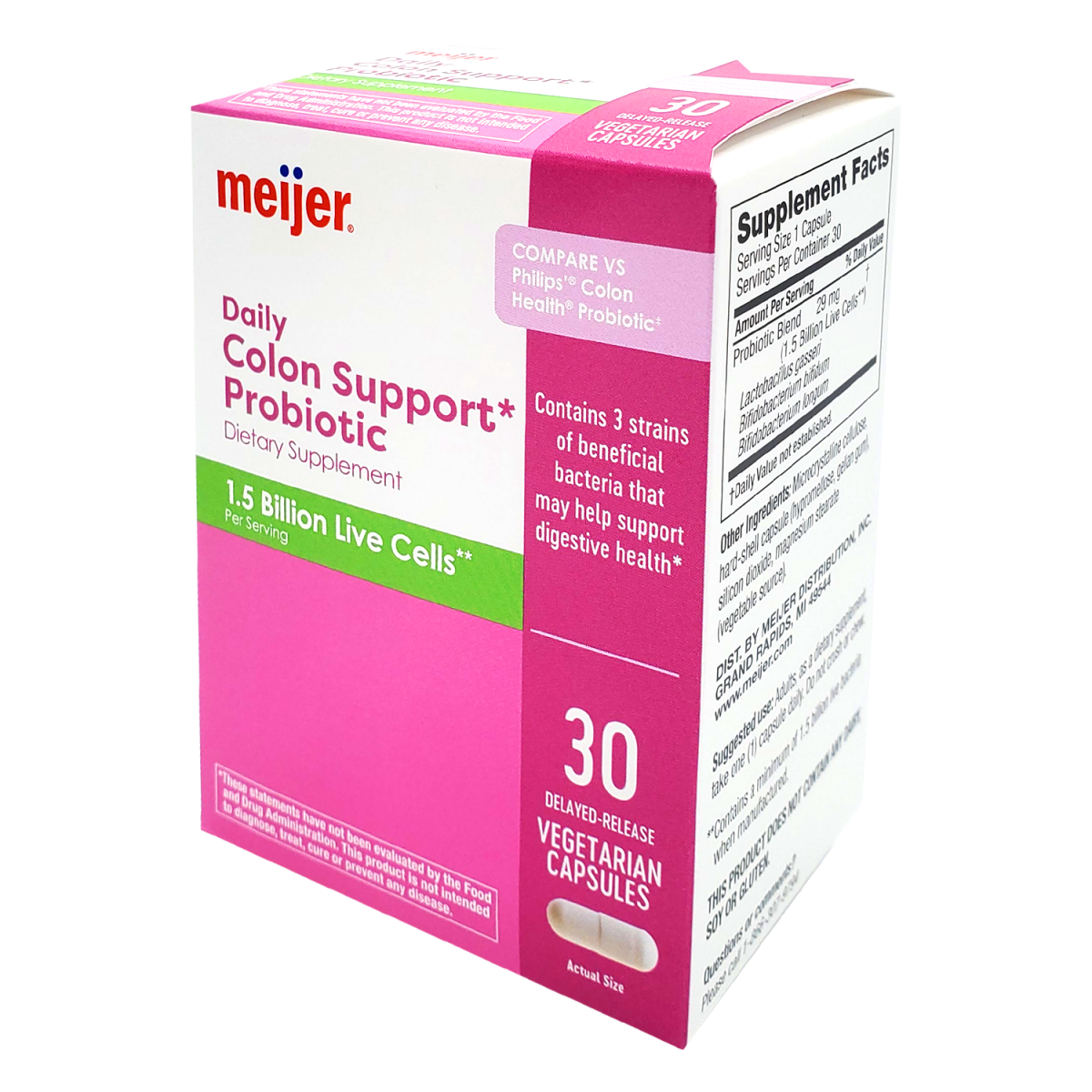 slide 4 of 4, Meijer Probiotic Colon Support Capsules, 30 ct