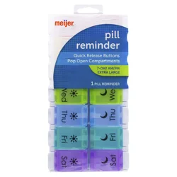 Meijer 7 Day With AM & PM Pill Reminder Flip Top Rainbow
