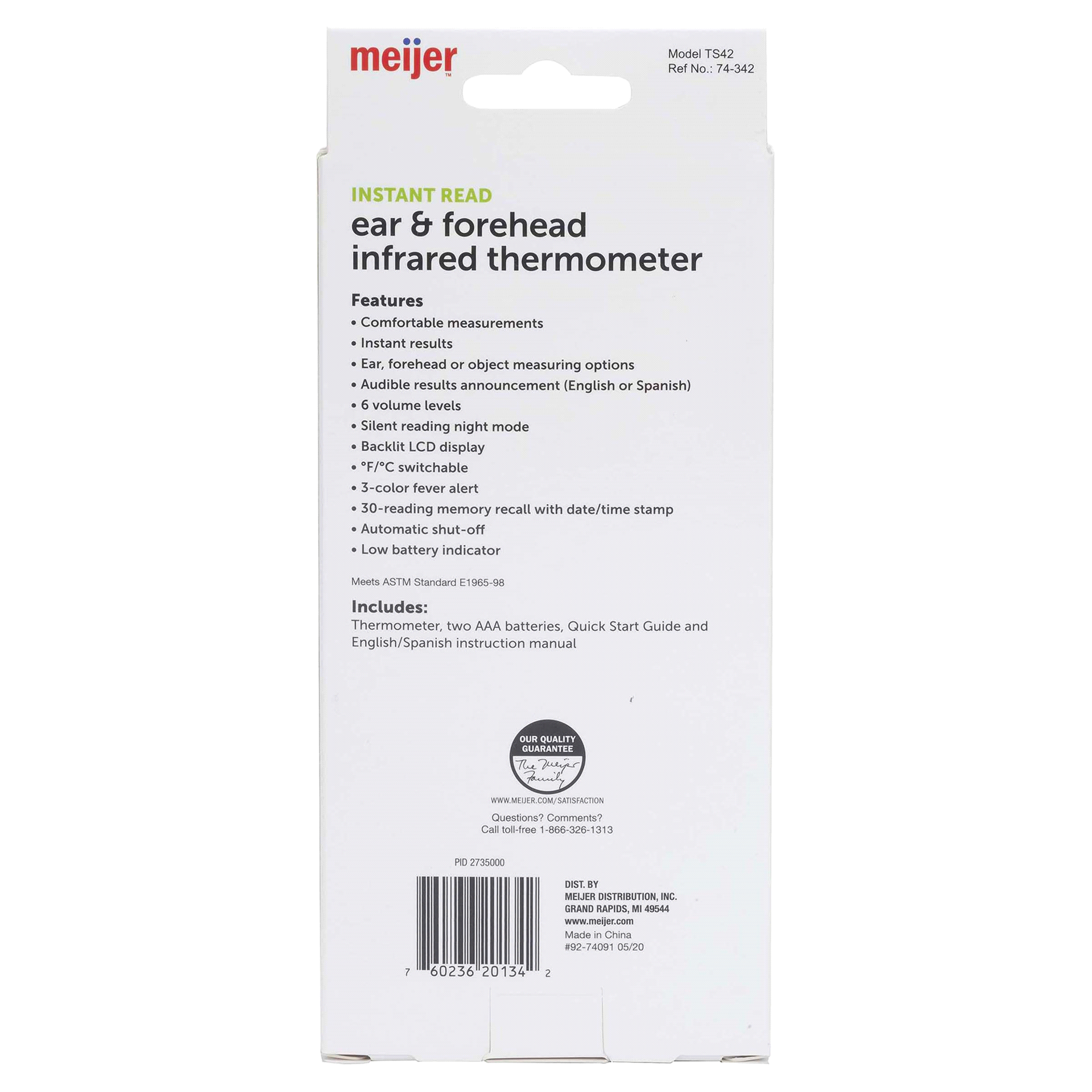 Meijer Instant Read Ear & Forehead Infared Thermometer 1 ct Shipt