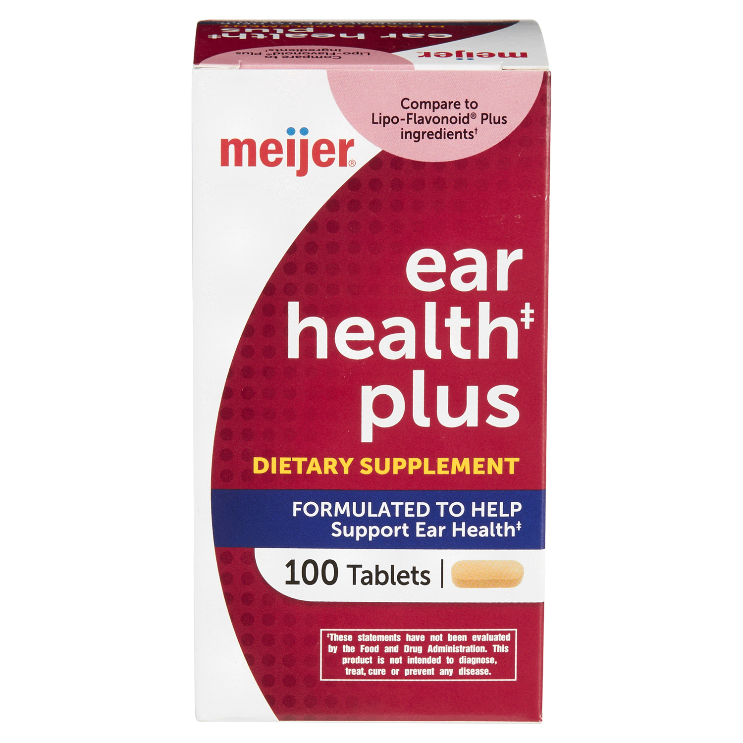 slide 1 of 3, Meijer Ear Health Plus, 100 ct