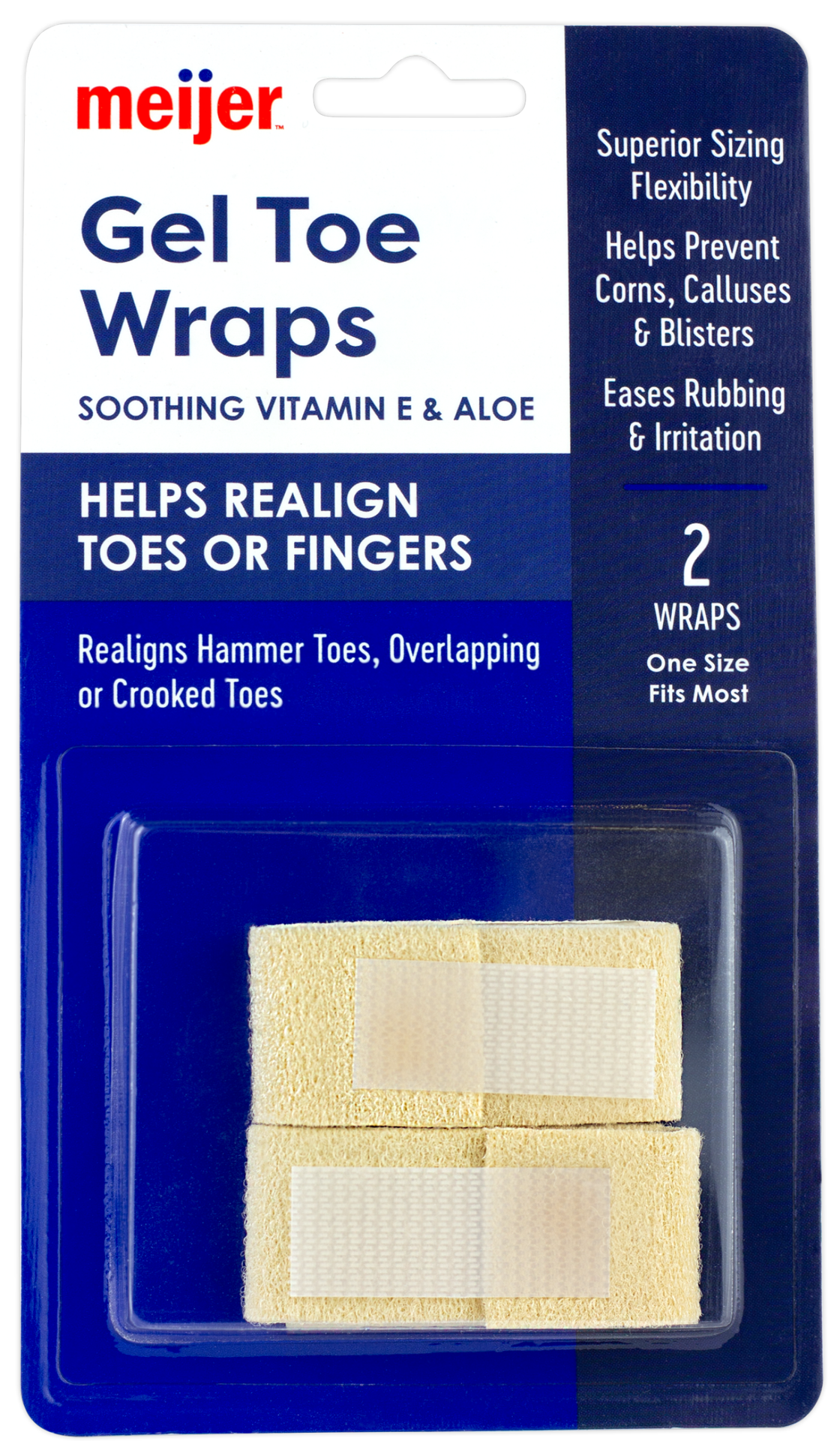 slide 1 of 2, Meijer Gel Toe Wraps, 2 Each Pack, 1 ct