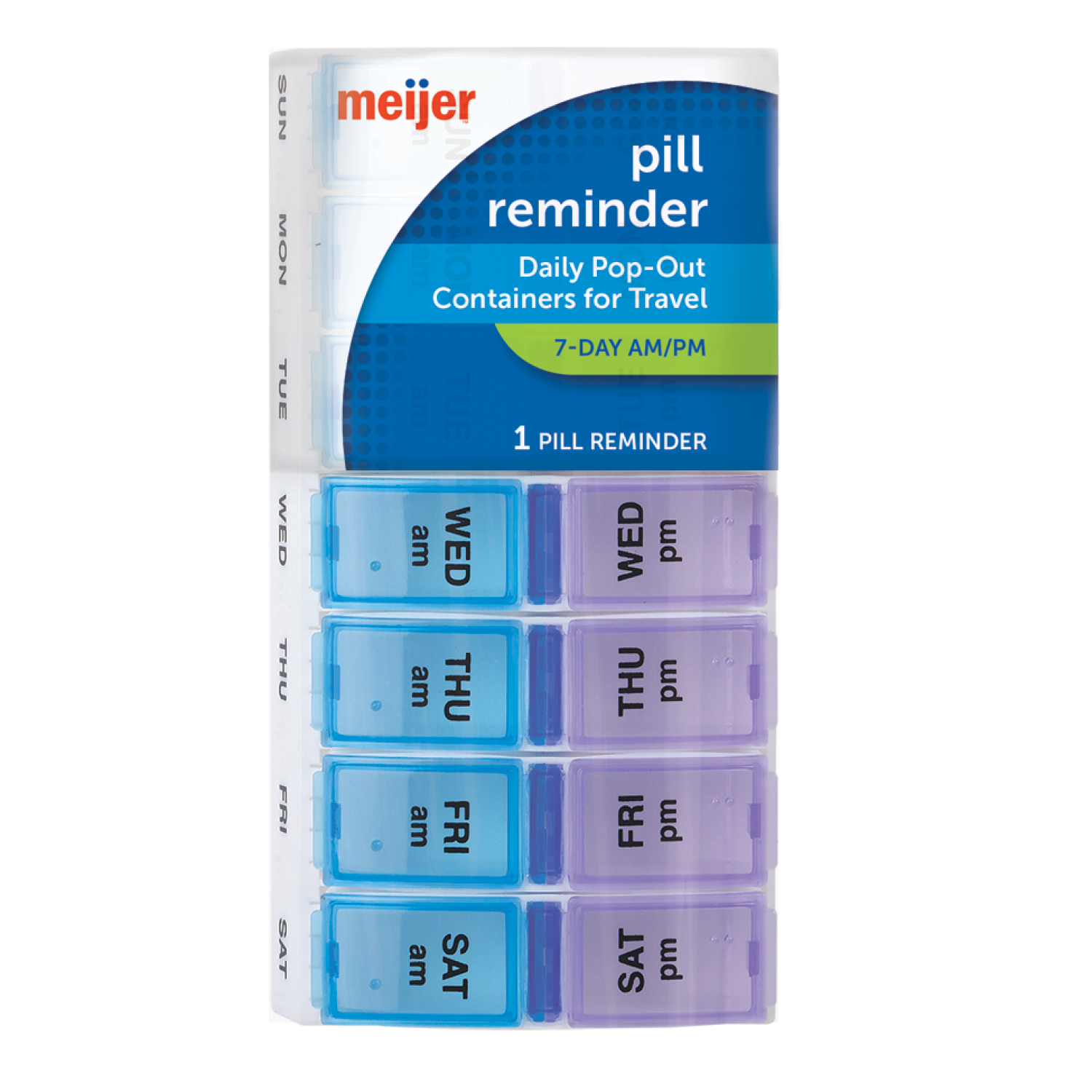 slide 1 of 2, Meijer Travel Pill Reminder, 7 Day AM/PM, 1 ct