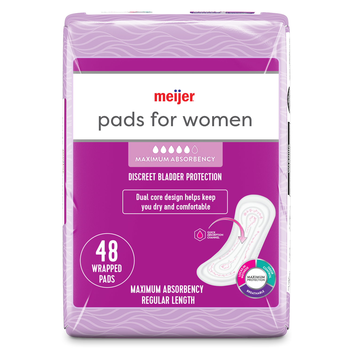 slide 1 of 1, Pads For Women Maximum Absorbency, Regular Length, 48 Ct, 48 ct