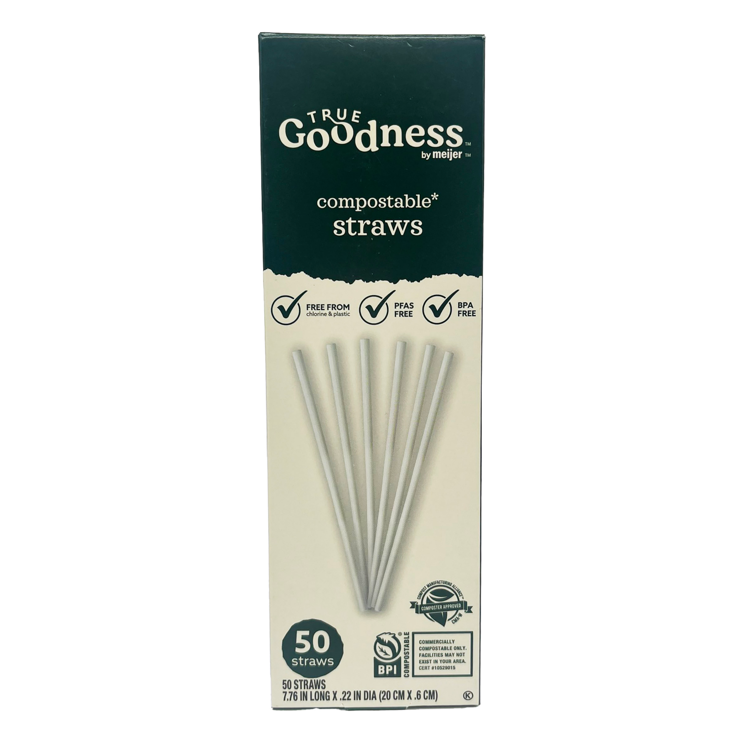 slide 1 of 5, True Goodness Compostable Pha Straws, 50 Ct, 50 ct