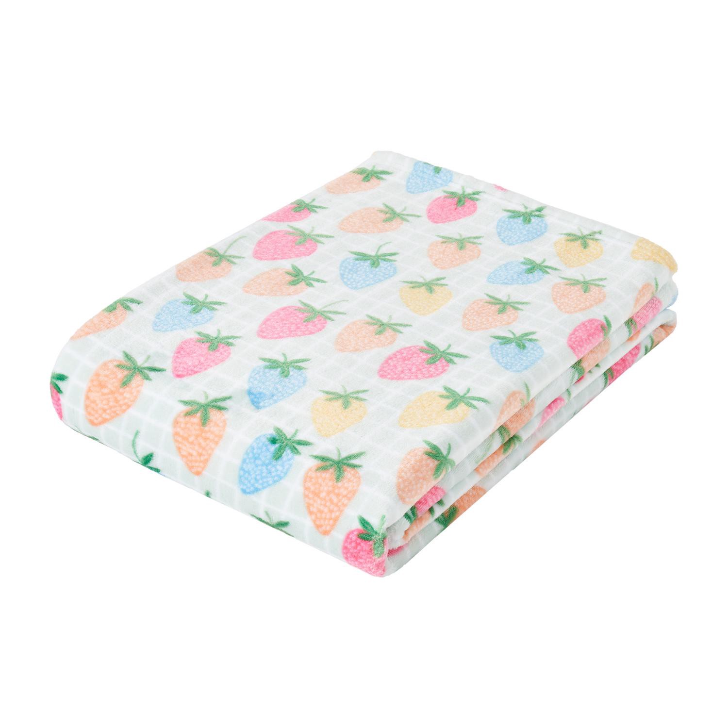 slide 1 of 6, Havenstay Printed Plush Throw Strawberries, 50 In X 70 In, 50 inx70 in