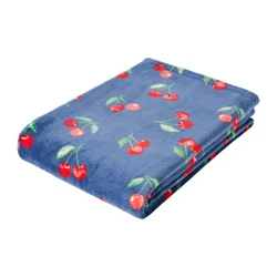 Havenstay Printed Plush Throw Cherries, 50 In X 70 In
