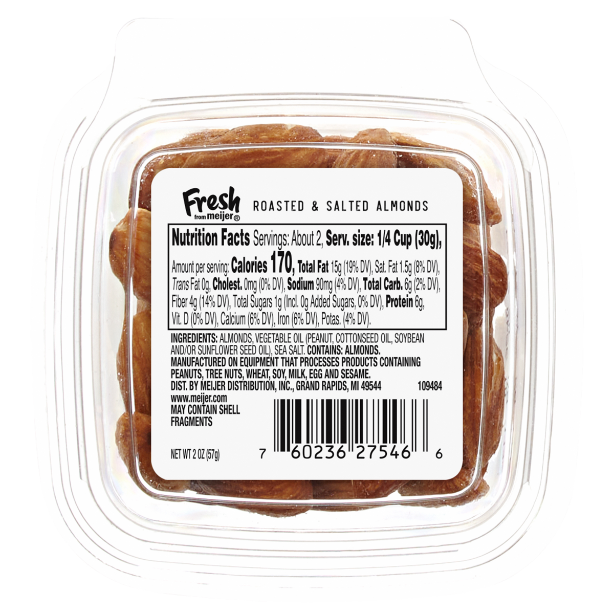 slide 1 of 9, Fresh from Meijer Roasted & Salted Almonds, 2 oz, 2 oz