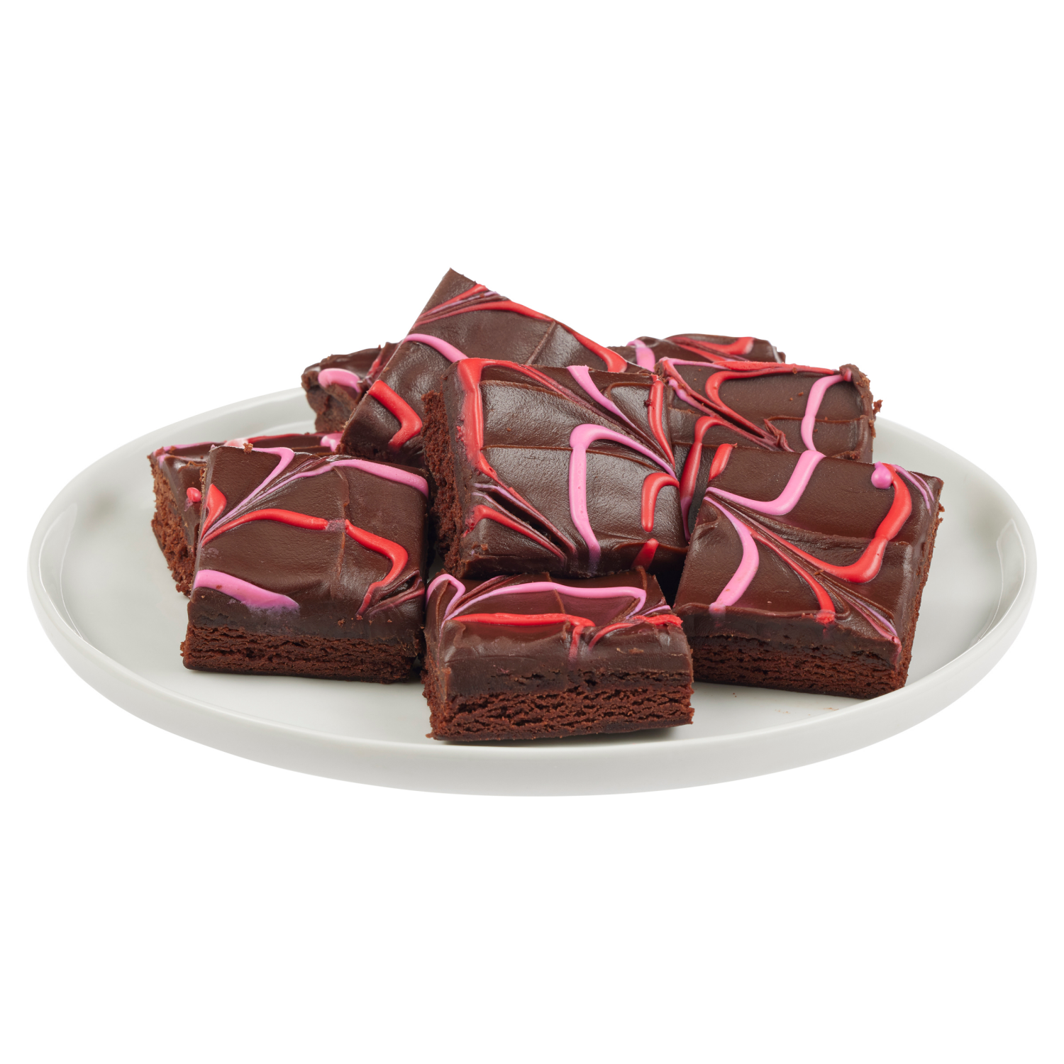 slide 2 of 4, FRESH FROM MEIJER Meijer Valentine Brownie, Pink and Red icing drizzle / - 9 ct; 13 oz, 9 ct; 13 oz