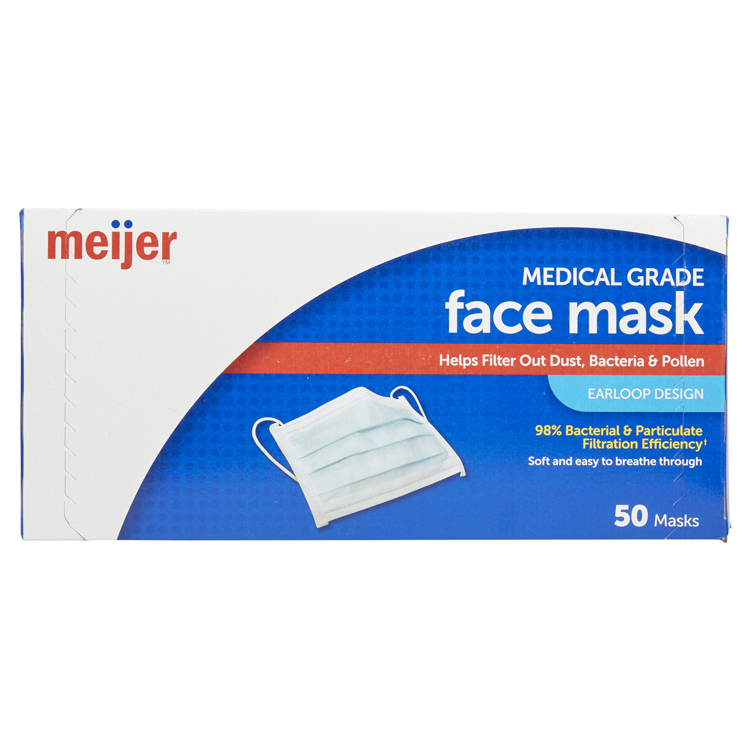 slide 5 of 5, MEIJER EARLOOP FACE MASK - LARGE/ADULT, 50 ct