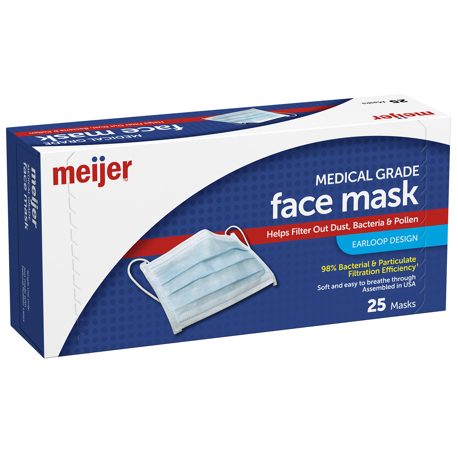 slide 2 of 2, Meijer Face Mask with Earloop, 25 ct