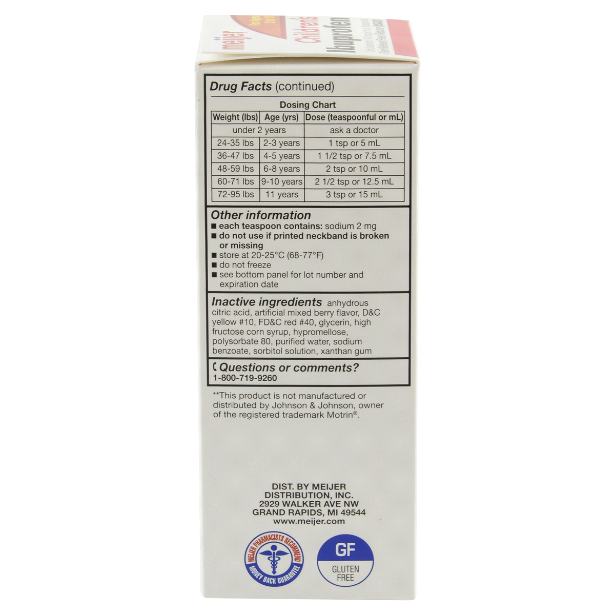 Meijer Children's Ibuprofen Oral Suspension per, Berry Flavor 100 mg, 5