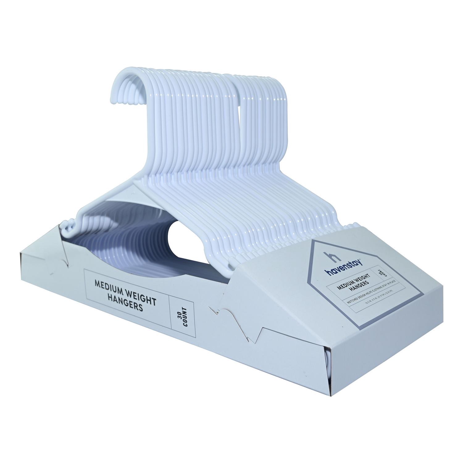 slide 1 of 3, HAVENSTAY 30 Pk. Hangers - White, 30 ct