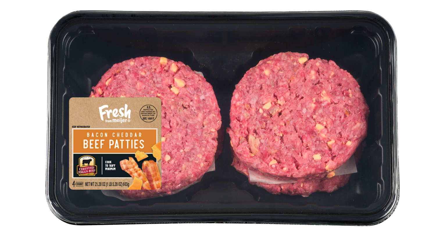 slide 1 of 2, Certified Angus Beef Bacon And Cheddar Patties, 4 Count, 21.28 Oz, 4 ct, 21.28 oz