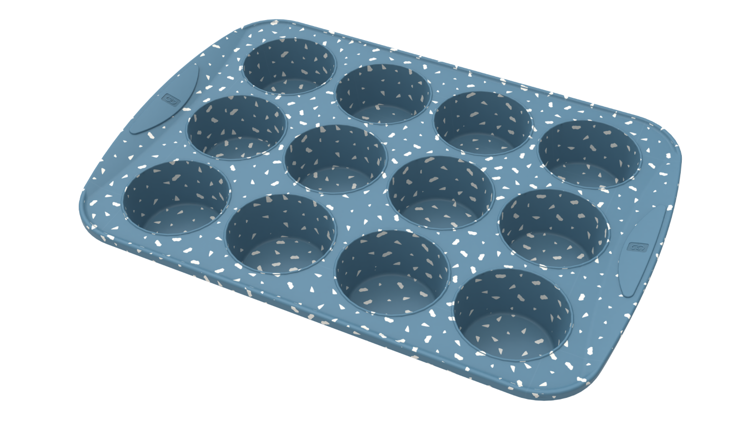 slide 1 of 2, Silicone Muffin Pan 12 Ct Blue Speckle, 12 ct