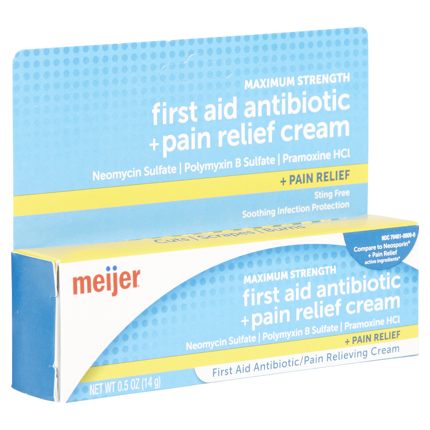 slide 4 of 5, Meijer Maximum Strength First Aid Antibiotic Pain Relieving Cream, 0.5 oz