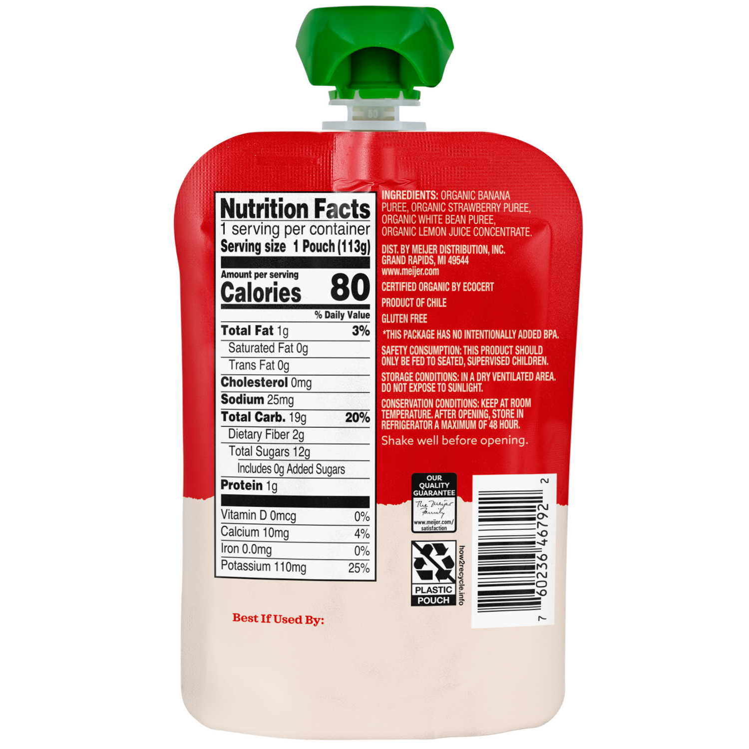 slide 2 of 8, TRUE GOODNESS TG ORG BANANA STRWB WHT BEAN POUCH 4OZ, 4 oz