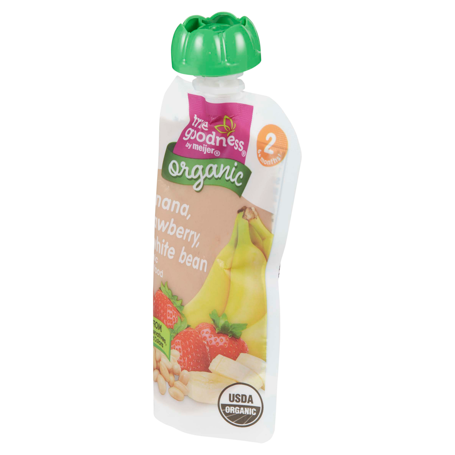 slide 7 of 8, TRUE GOODNESS TG ORG BANANA STRWB WHT BEAN POUCH 4OZ, 4 oz