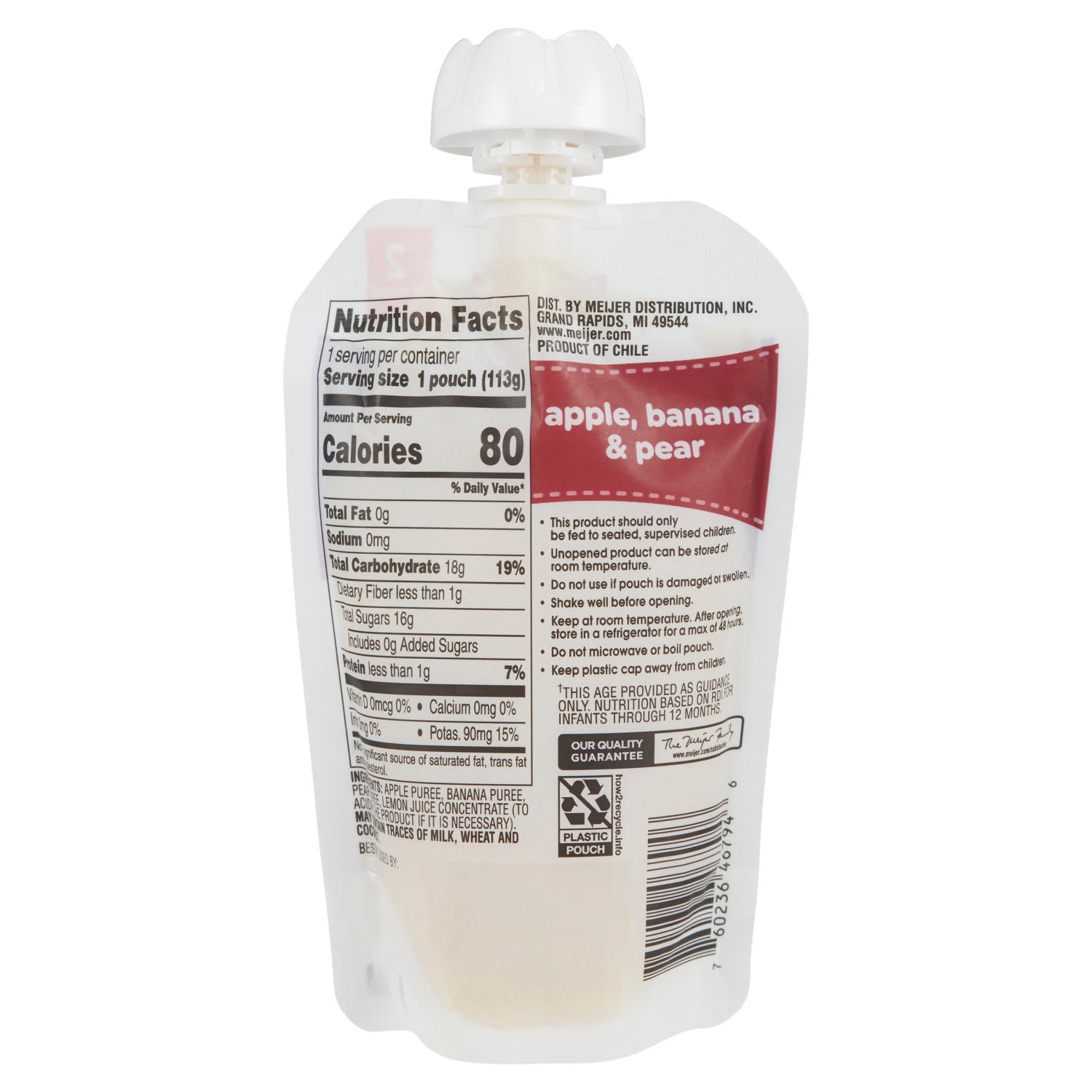 slide 2 of 8, MEIJER APPLE BANANA PEAR POUCH, 4 oz