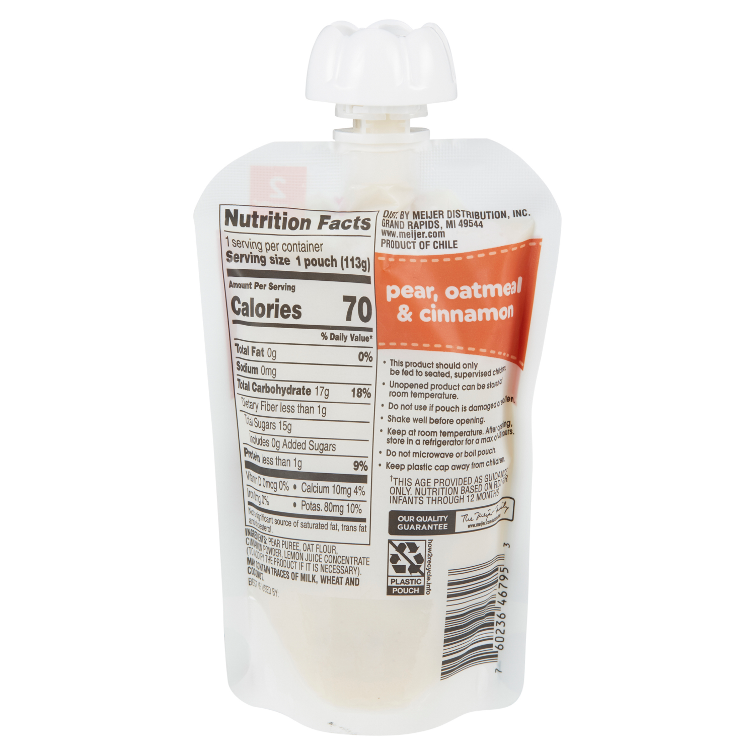slide 2 of 8, MEIJER PEAR OAT CINNAMON POUCH - 4 oz, 4 oz