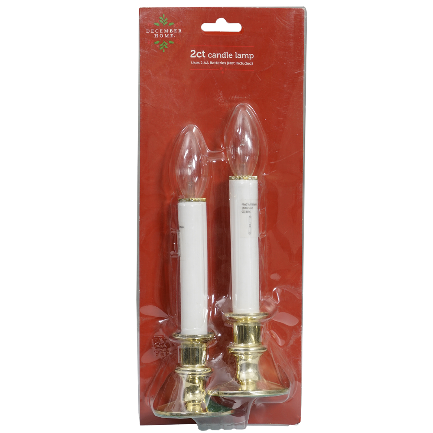 slide 1 of 2, December Home Candle Lamp Battery Operated, 2 ct