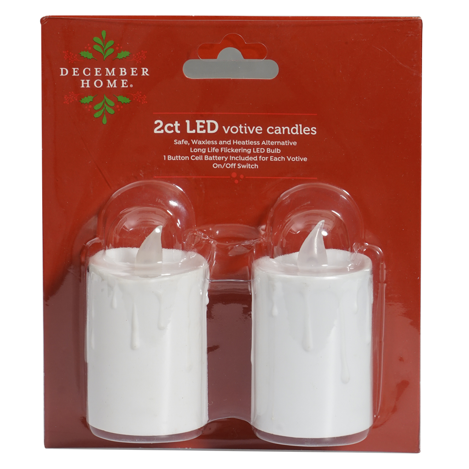 slide 1 of 2, December Home Candles Votive LED White, 2 ct