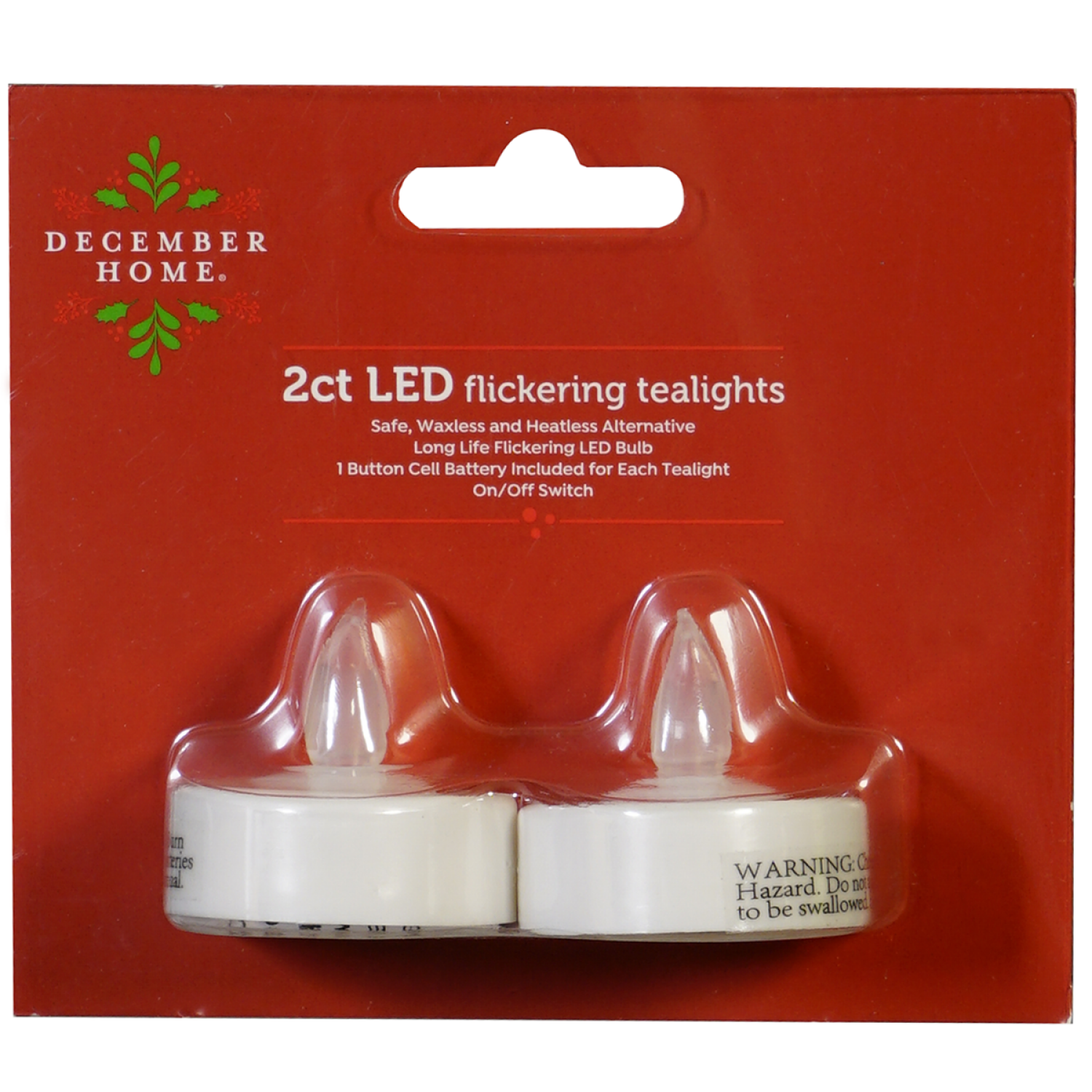slide 1 of 5, December Home Tealights LED Flickering White, 2 ct