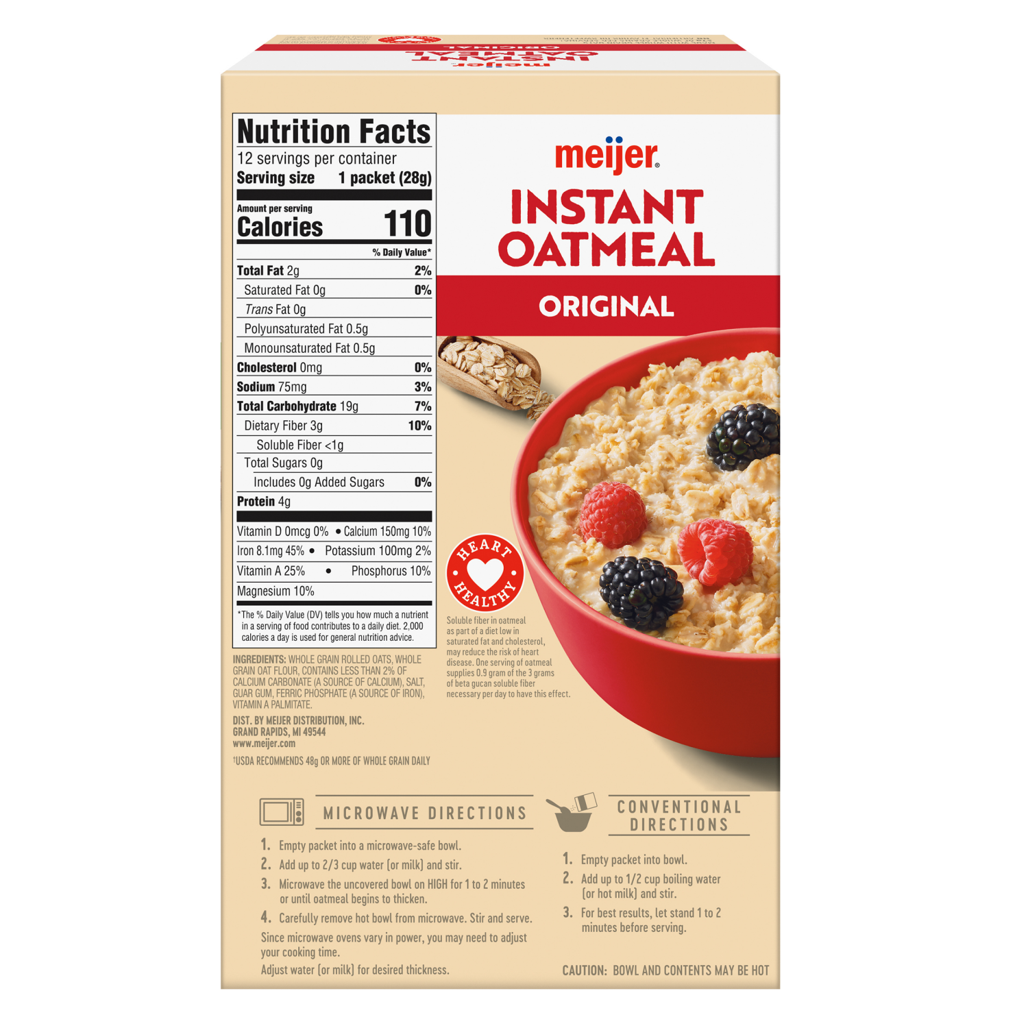 slide 2 of 8, Meijer Original Instant Oatmeal, 12 ct