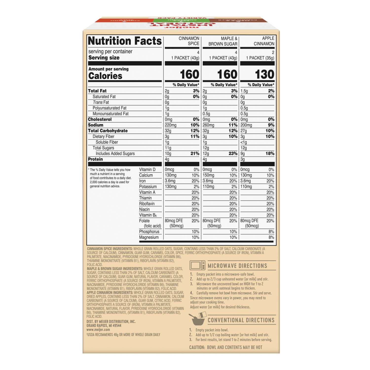 slide 2 of 8, Meijer Spice Oatmeal Variety Pack, 10 ct