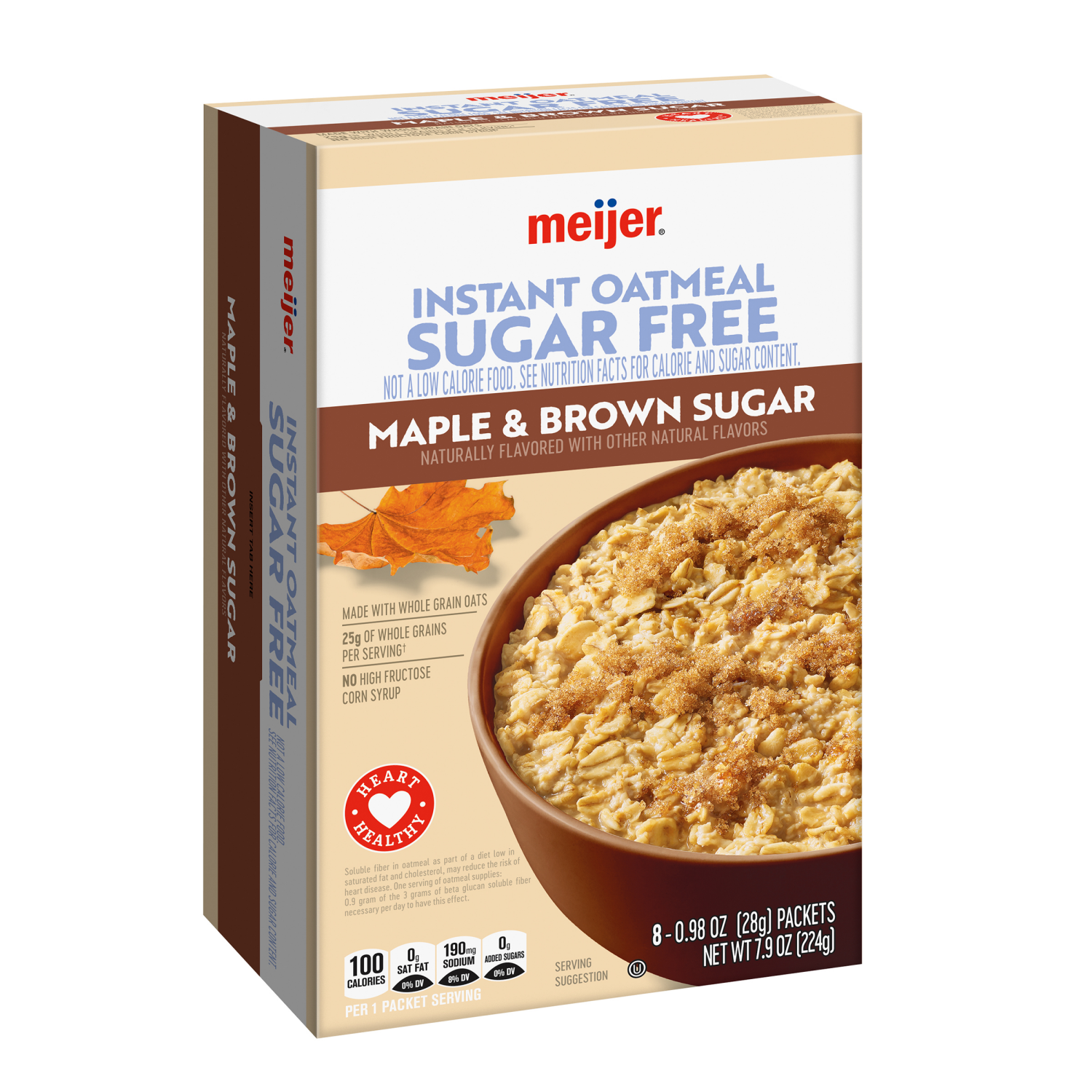 slide 6 of 8, Meijer Sugar Free Maple Brown Sugar Instant Oatmeal, 8 Count, 8 ct