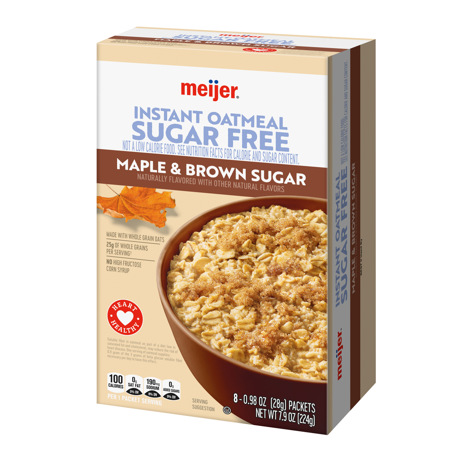slide 7 of 8, Meijer Sugar Free Maple Brown Sugar Instant Oatmeal, 8 Count, 8 ct